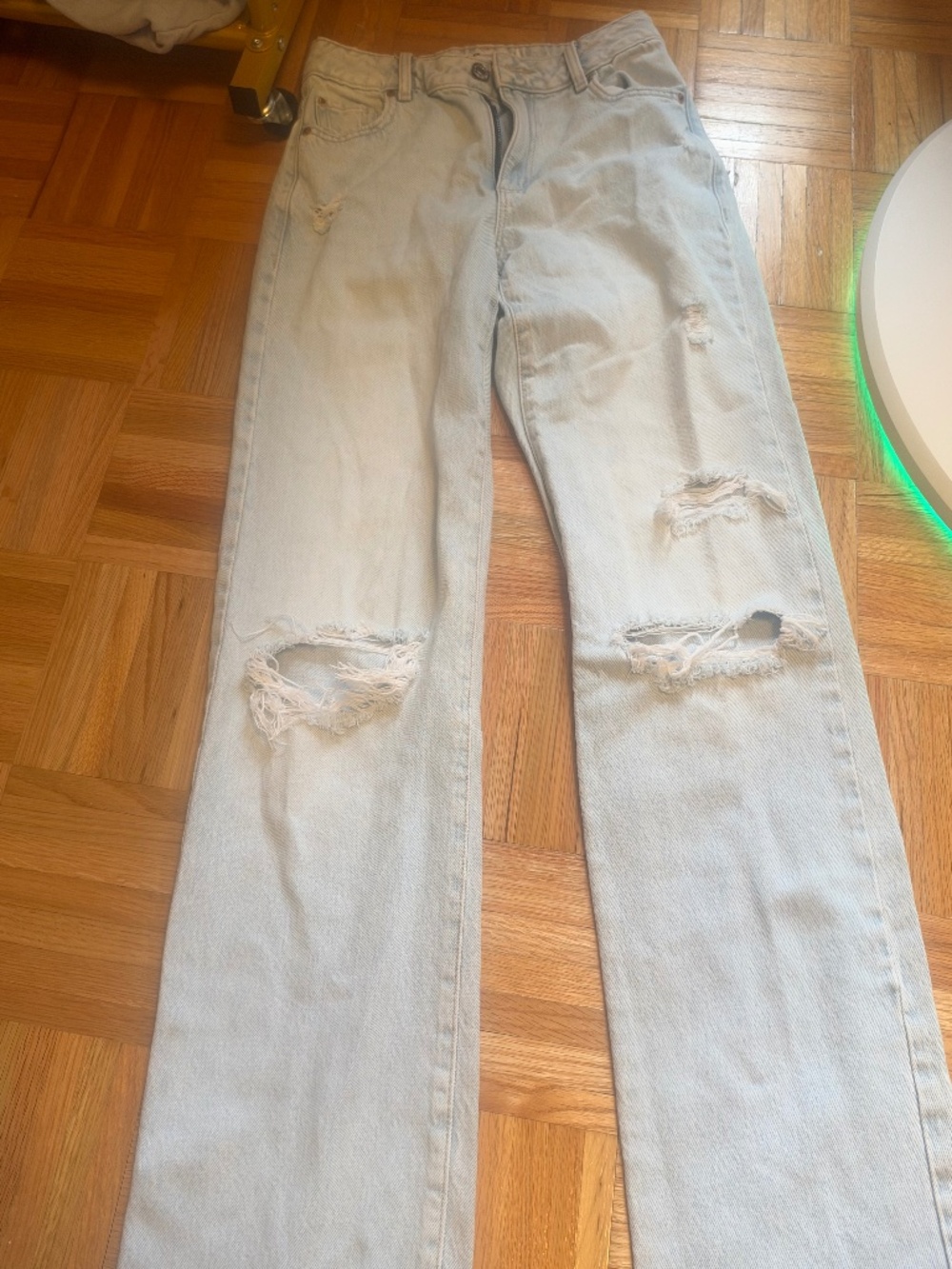 Garage Light Wash Distressed Wide Leg Jeans 90s Size 25